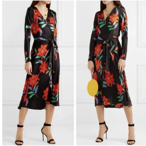 NWT Diane Von Furstenberg Tilly argos Floral Silk DVF Maxi Wrap
